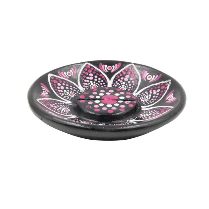 Bruciatore tondo puntinato rosa/fucsia in terracotta Ø 12 cm