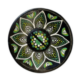 Bruciatore tondo puntinato verde chiaro/verde scuro in terracotta Ø 12 cm