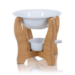 Bruciatore per aromaterapia con elementi in legno